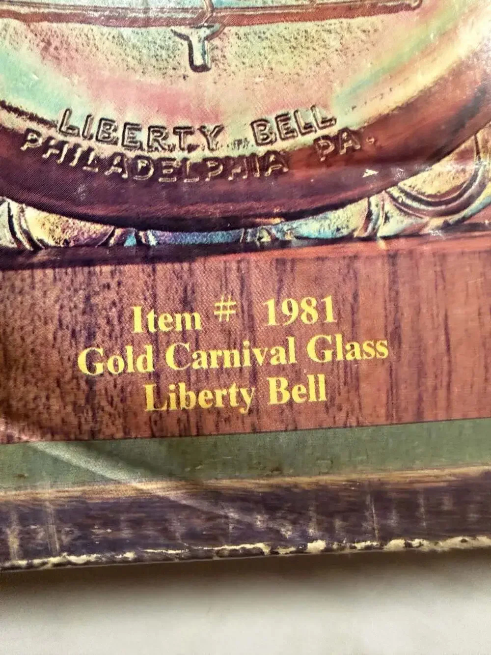 Vintage 1976 Indiana Glass Bicentennial Liberty Bell Marigold Iridescent Carniva